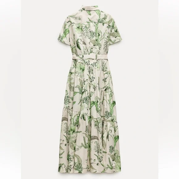 ZARA PRINTED MAXI SHIRT DRESS - Picture 6 of 9